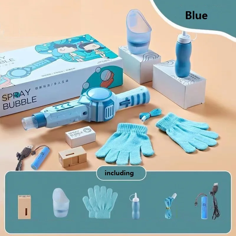 Custom Kid Funny Magic Electric Smog Blowing Stick With Glove Hand Play Color Smoke Bubble  Music Led Water Machine Gun Toy Gift 5