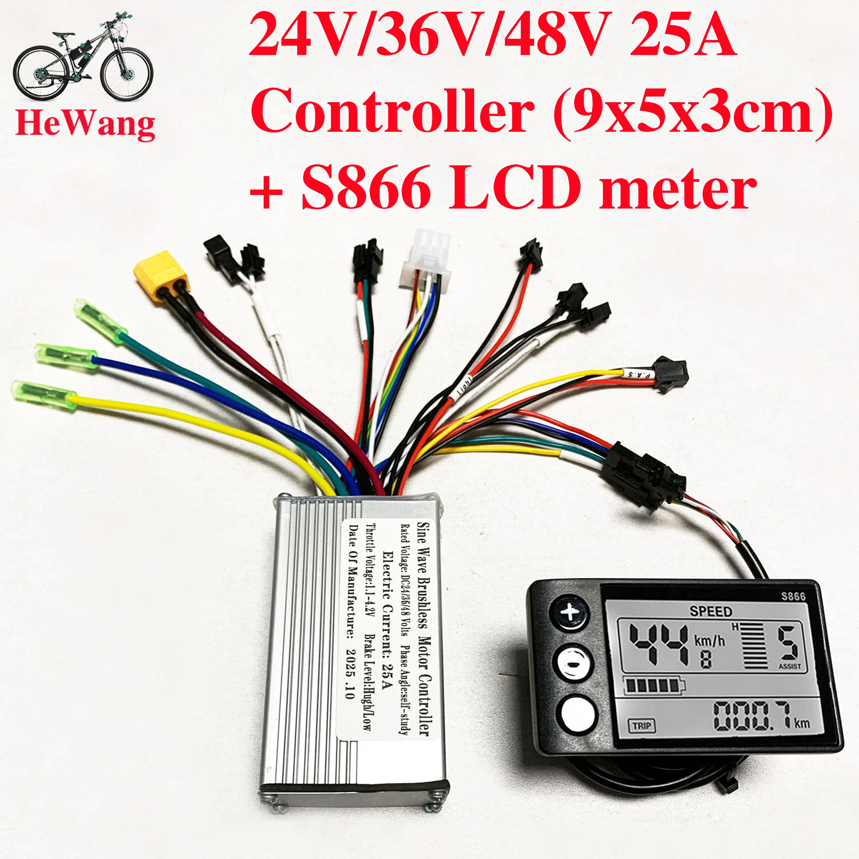 Regolatore Sinusoidale Per Ebike 36V-48V 30A + Display LCD S966 E Acceleratore A Pollice