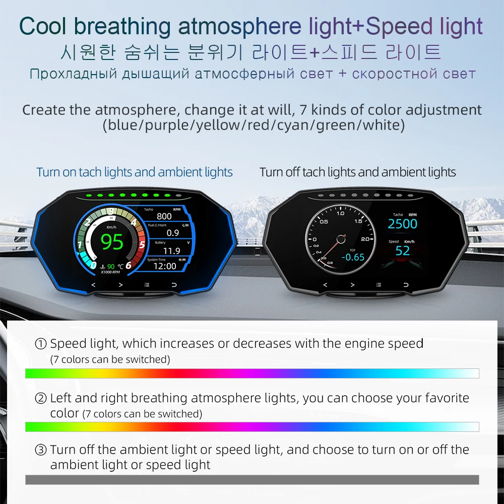 WiiYii F11  ũ HUD ÷, OBD2, GPS, LCD, ڵ , ڵ ӵ,   ˶ , 4 ġ