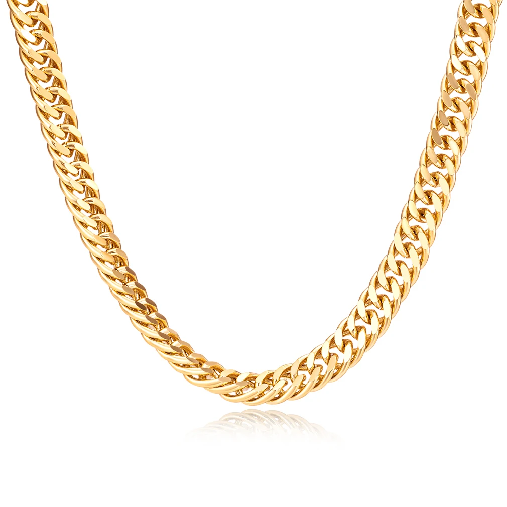 Love & Annie Cuban Chain Necklace for Men Women, Curb Link Chain Chokers, Vintage Gold Tone Solid Metal Colla