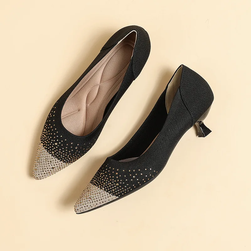 Large Women shoes 42/43/41 pointed thin heels knitting fashion