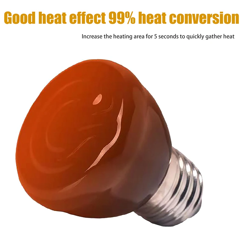 Pet Heating Lamp 220-240V 20W 40W 60W 80W Far Infrared Heating Lamp Ceramic E27 Pet Warmer Bulb Tortoise Reptile Light Replace - immagine 4