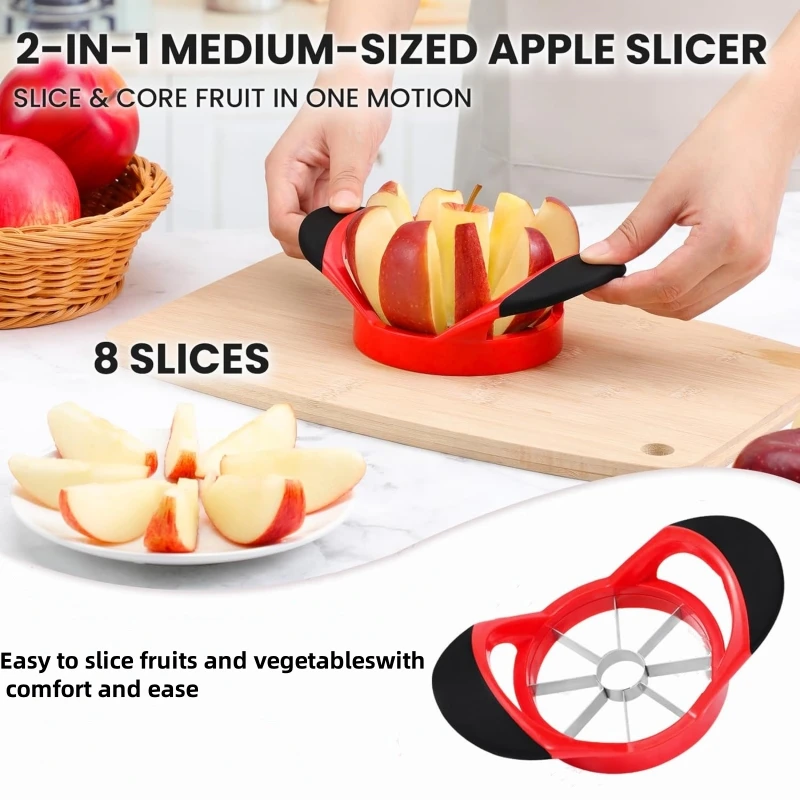 1pc Apple cutter, apple corer & slicer-stainless steel Apple corer-apple slicer tool with 8super sharp blades, lightweigh