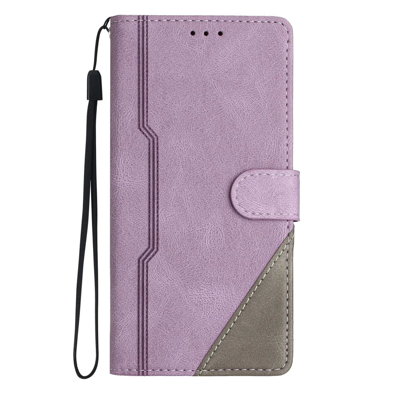 Dual-Tone Leather Flip Wallet Case with Wireless Charging and Card Slots