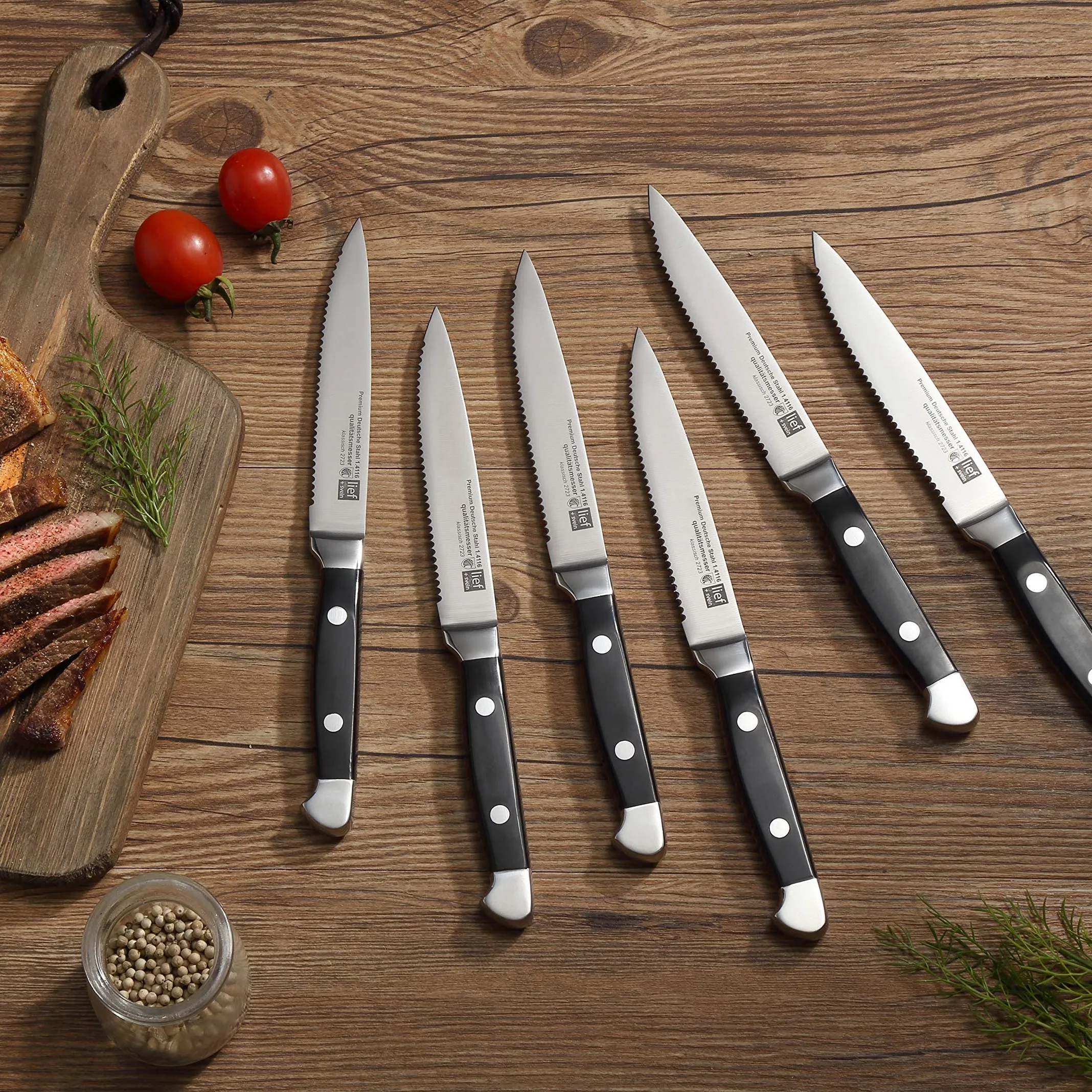 4/6/8pcs Steak Knife German High Carbon Stainless Steel Serrated Chef