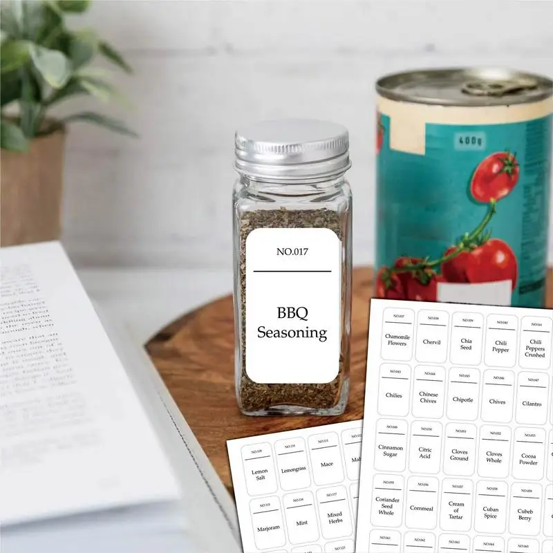216pcs Minimalist SpiceS Jar Labels Fits Round Or Rectangular SpiceS Jars Herb Seasoning Kitchen Pantry Labels Stickers Kitchen