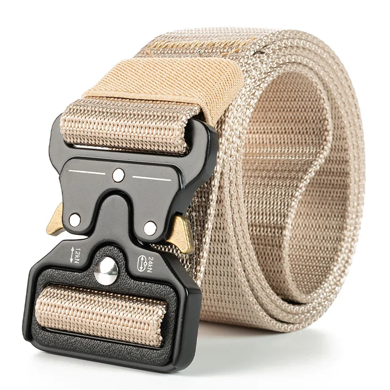 Taktischer Gürtel, Schnellverschluss, Outdoor-Militärgürtel, weiches echtes Nylon, Sportzubehör, schwarzer Gürtel für Männer und Frauen – Detail 4