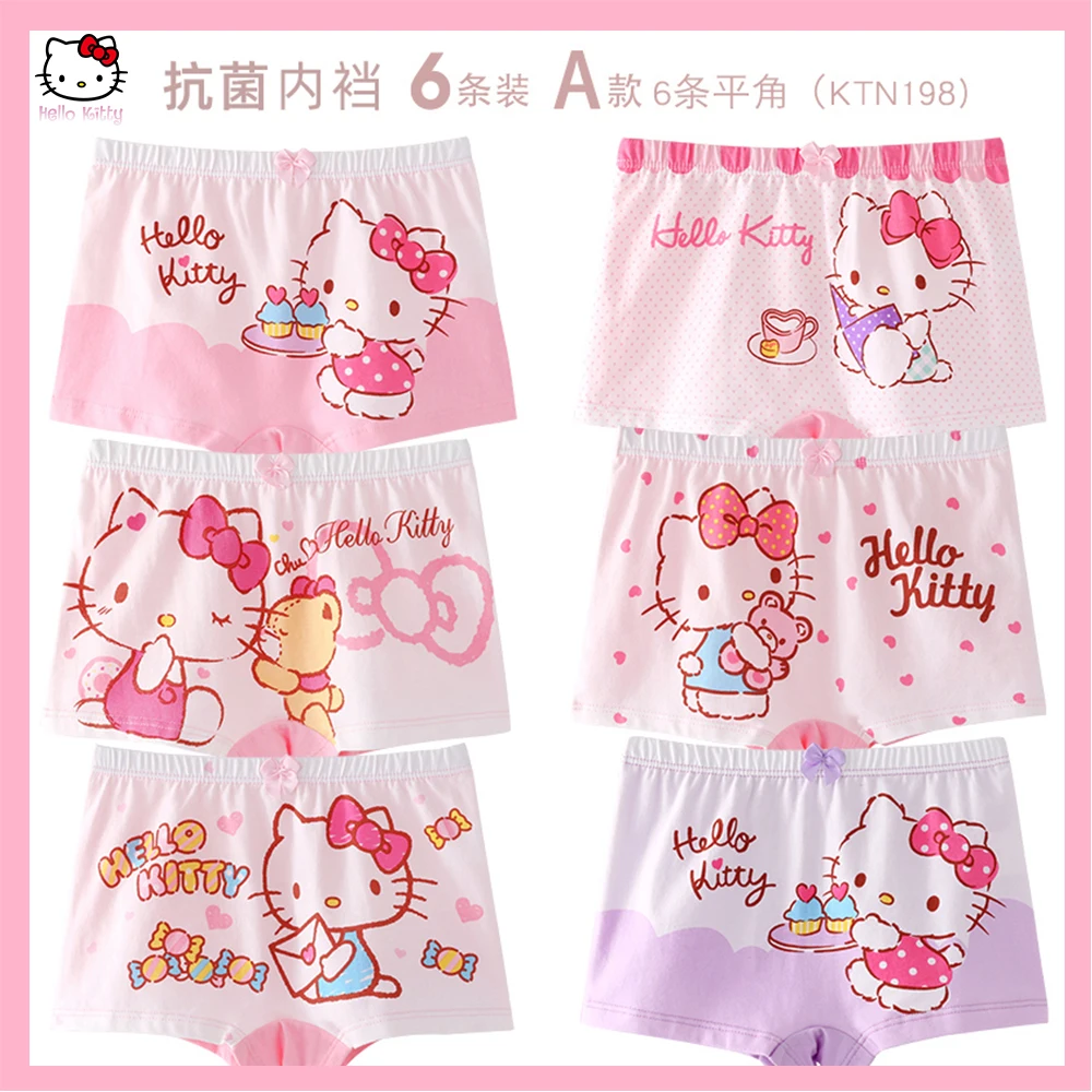 

Girls Underwear Hello Kittys Anime Kids Sanrios Kawaii Cartoon High-Quality Cotton Children Panties Shorts Underpants Student