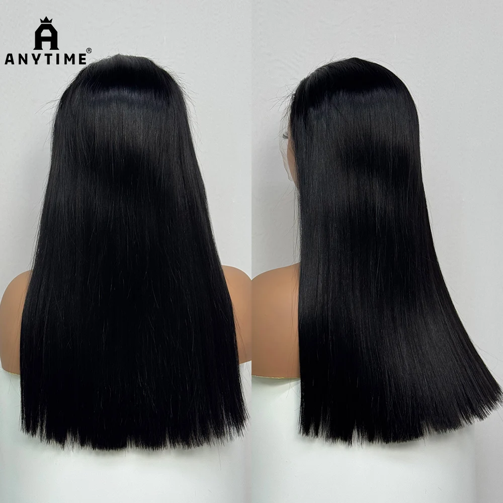 300% Density Double Drawn Bone Straight Human Hair Wig 13x4 Transparent Lace Frontal Straight Human Hair Wigs For Black Women