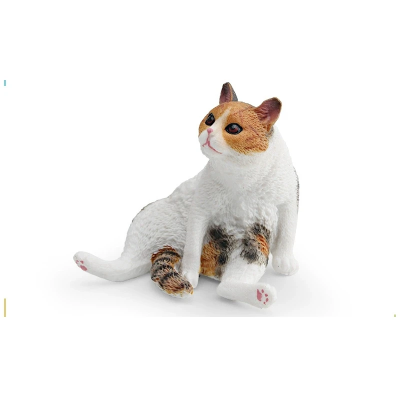 Entzückende orangefarbene Tabby-Katzenfigur, lebensechte sitzende Auswahl, kleine Heim- und Bürodekoration, Neuheit, Haustier-Kätzchen-Ornament – Detail 6