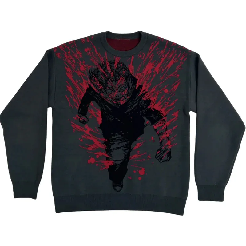thumbnail image 1 of Suéteres de anime japoneses para hombre Y2k 2024, suéter navideño de lana de invierno, ropa de hombre de gran tamaño, jerséis de punto, prendas de punto Harajuku, 1 of 5