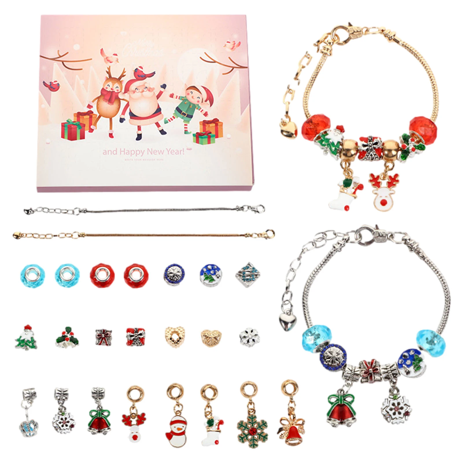 Diy Christmas Advent Calendar Bracelets Set 24 Days Countdown Hand 