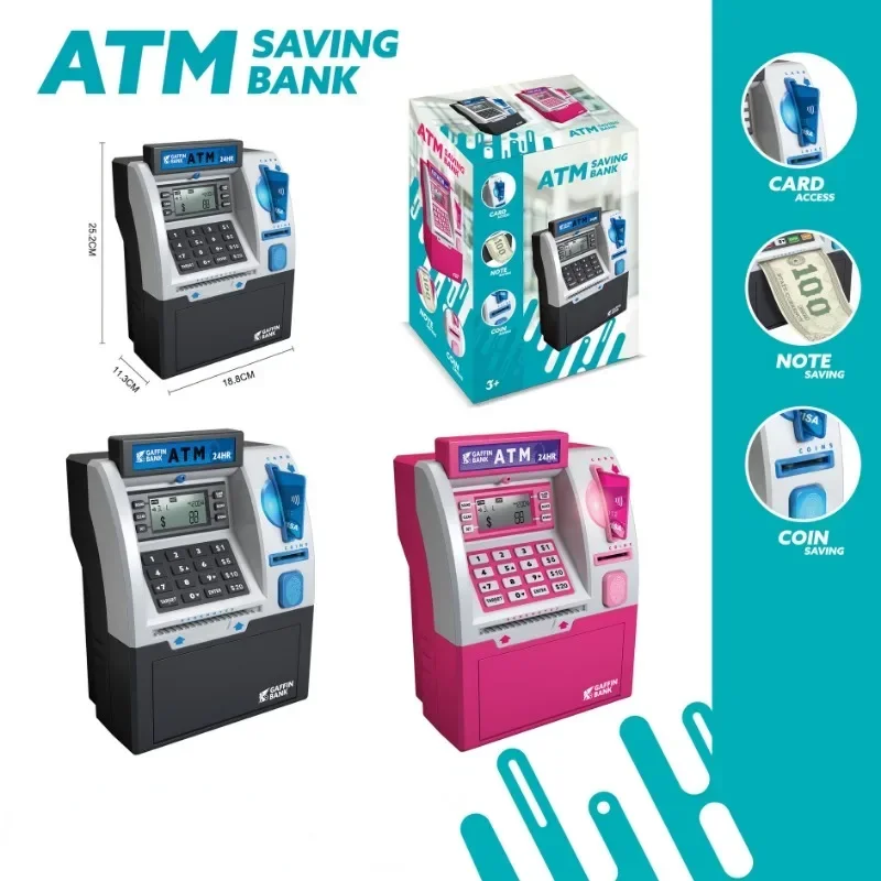 ATM Automatic Deposit Teller Machine Toy Kids Smart Password Swipe Card Saving Box Children Electronic Piggy Bank Christmas Gift