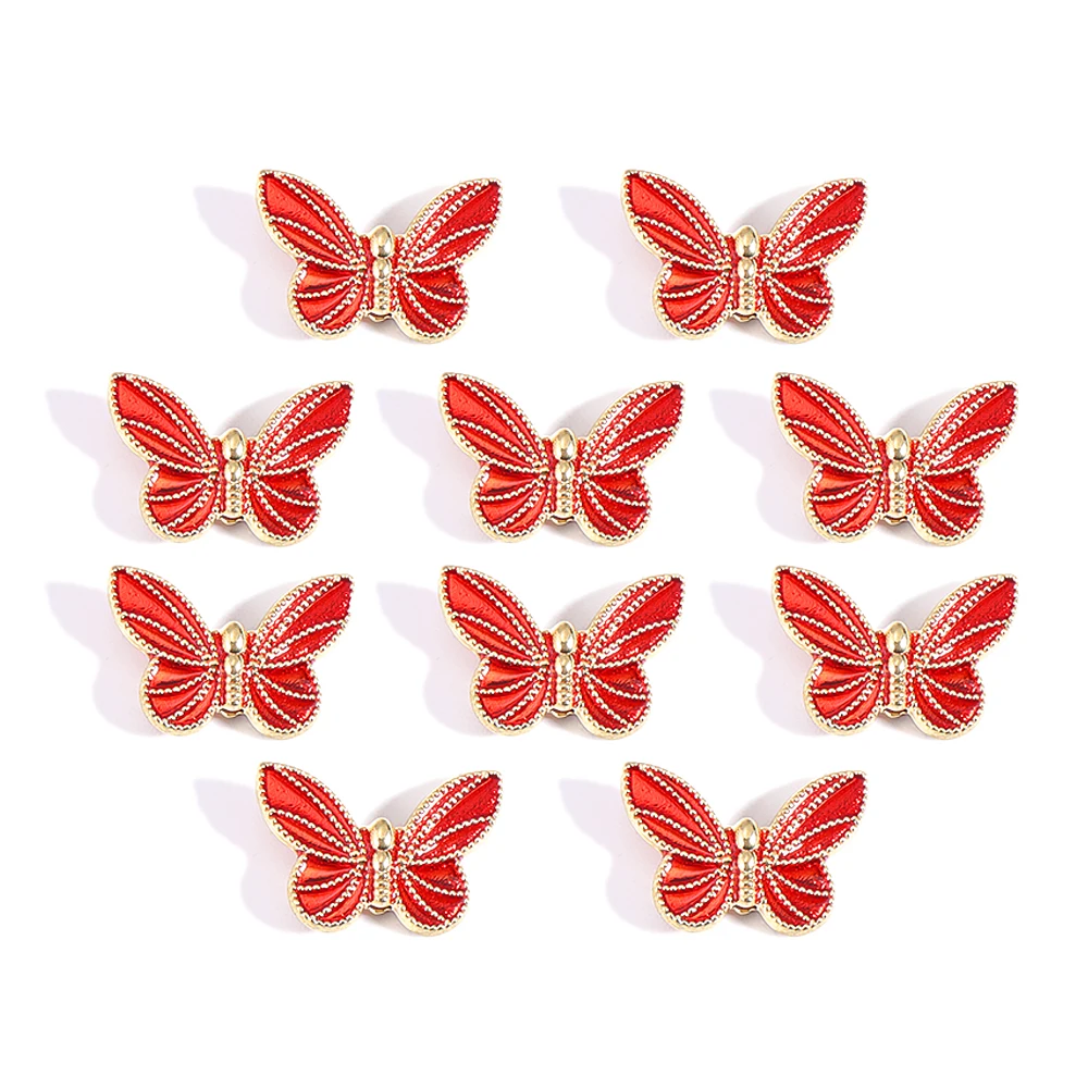 10 teile/los Emaille Schmetterling Perlen Legierung Doppel perlen für Schmuck machen Charms lose Spacer Perlen DIY Armband Halskette Ornament – Detail 5