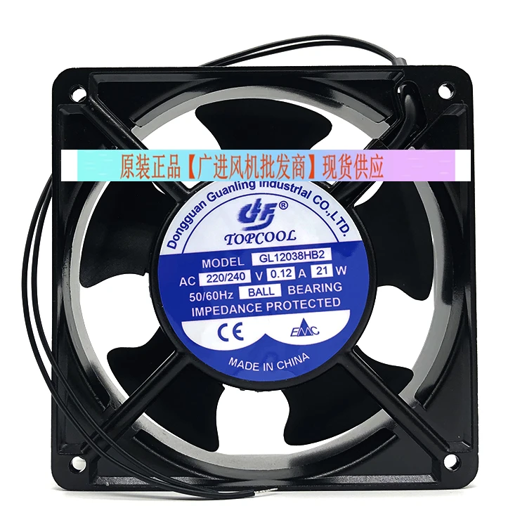

2-проводной Вентилятор охлаждения сервера TOPCOOL GL12038HB2 AC 220 В 0.12A 120x120x38 мм