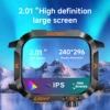 2024 Smart Watch 2.01 Screen Outdoor Flashlight Compass IP68 Waterproof Wireless Calling 600mAh 100+Sport Mode 4