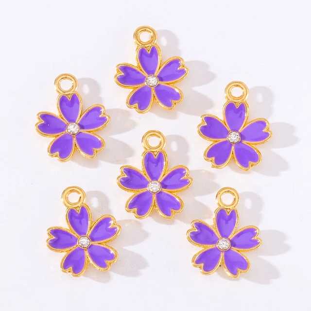 20Pcs Colourful Enamel Drip Flower Charms for Jewelry Making Cherry Blossom  Pendants DIY Necklace Bracelet Earrings Accessories