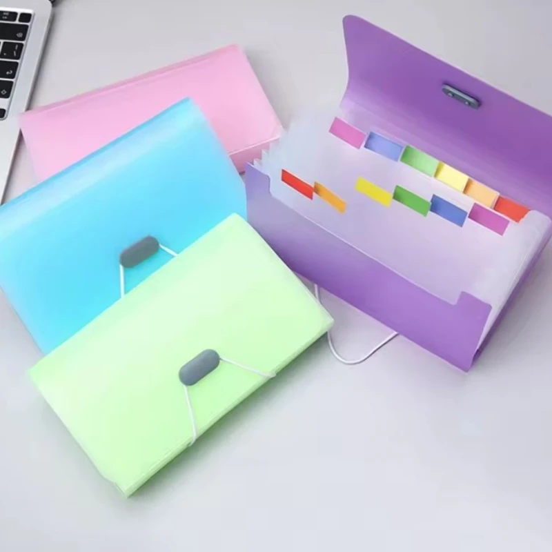 Lanyard Organ Bag 1PC 13 Cell A6 Mini Lanyard Organ Bag Office File Storage Candy Color Ticket Folder Transparent Folder