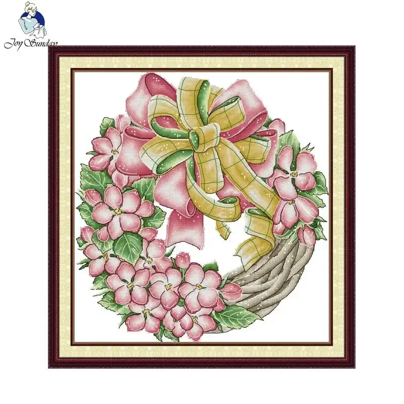 Joy Sunday Kreuzstich-Set, floraler Reifen, HD-Muster, Aida 16CT, 14CT, 11CT, gezählt, gedruckt, Canva, DIY-Stickset, Heimdekoration, Neu
