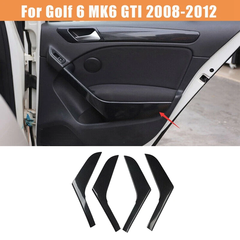 

Carbon Fiber Car Interior Door Armrest Pull Handle Strip Cover Trim for Golf 6 MK6 -2008-2012 Accessories