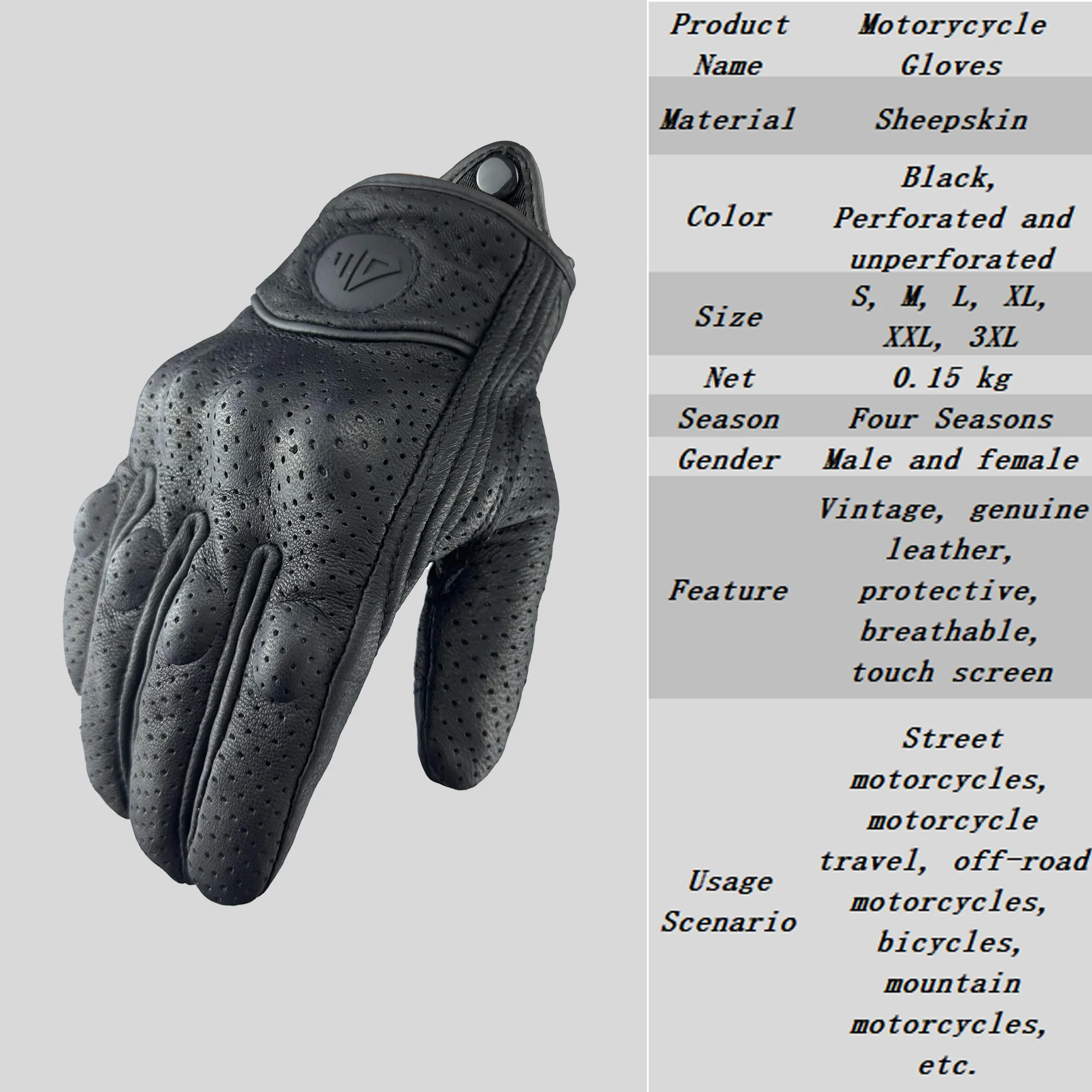 Motorcycle Summer Breathable Genuine Leather Tactical Racing Gloves