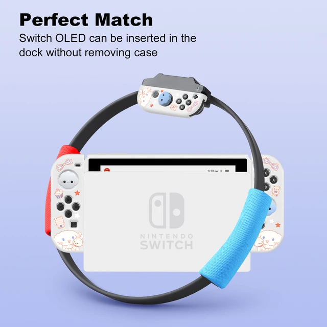 Big Eared Dog Switch Case Compatible with Nintendo Switch OLED / Switch NS,with 4 Cloud Joystick Caps 4