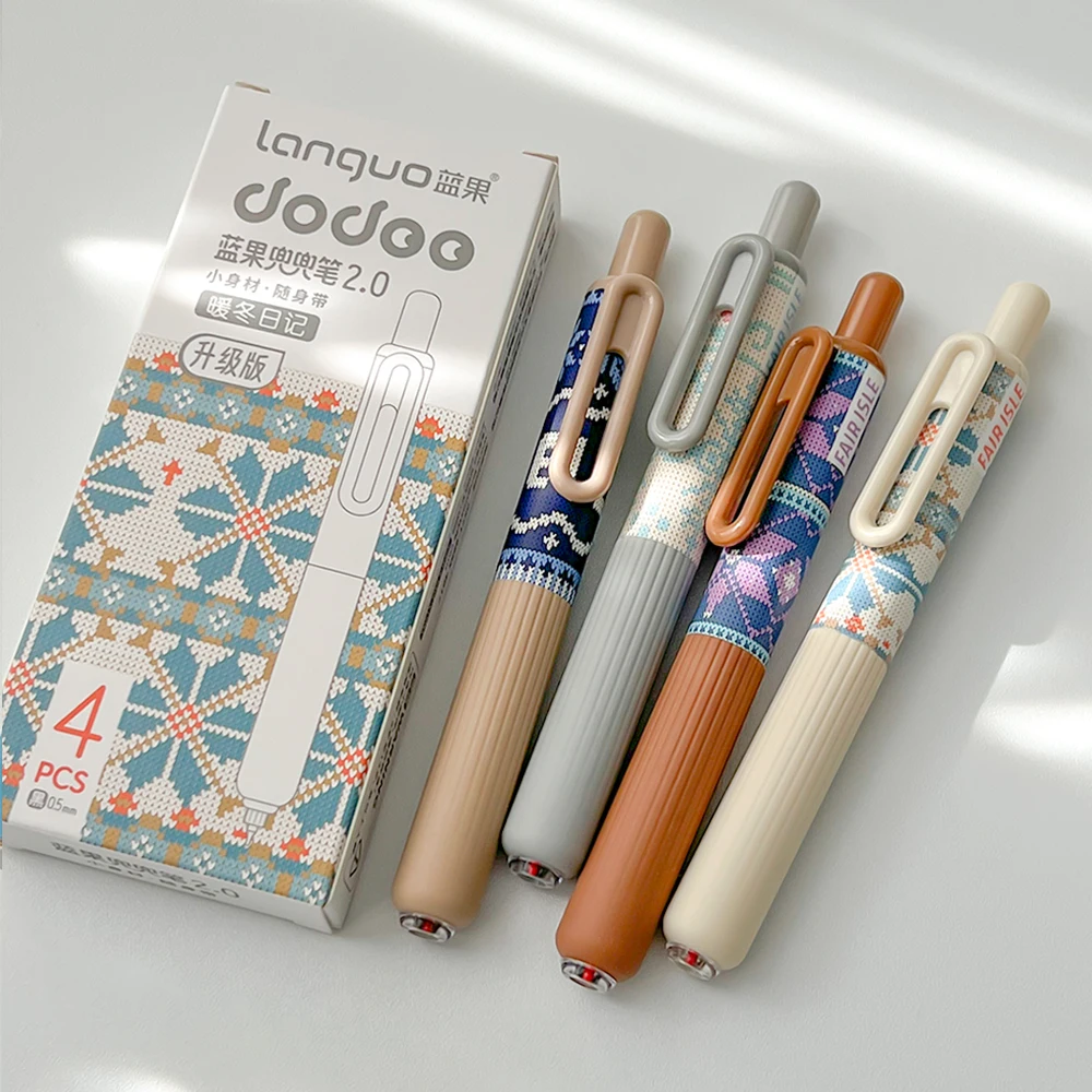 4 Retro-Taschen-Gelstifte, 0,5 mm, tragbare, schnell trocknende Stifte, stilvolle schwarze Büro-Signatur-Stifte im IG-Stil – Detail 11