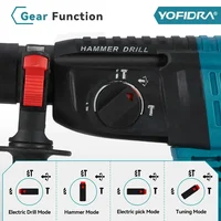 מקדחה חשמלית ללא מברשת YOFIDRA בעלת פונקציות מרובות, טעינה אלחוטית וסיבובית, כלי עוצמתיים לסוללת מקיטה 5