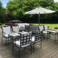 Outdoor Open-air Wrought Iron Sofa Nordic Simple Garden Furniture Sets Leisure Sofa Villa Pavilion Patio Rainproof Table Chairs 3