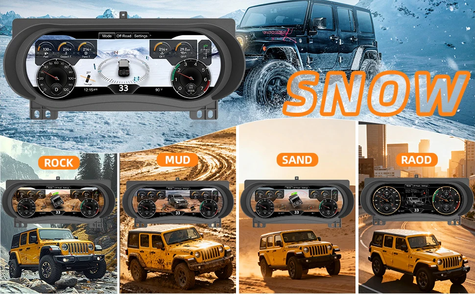 12.3'' full HD LCD Digital Instrument Cluster For Jeep Wrangler JL/Gladiator 201