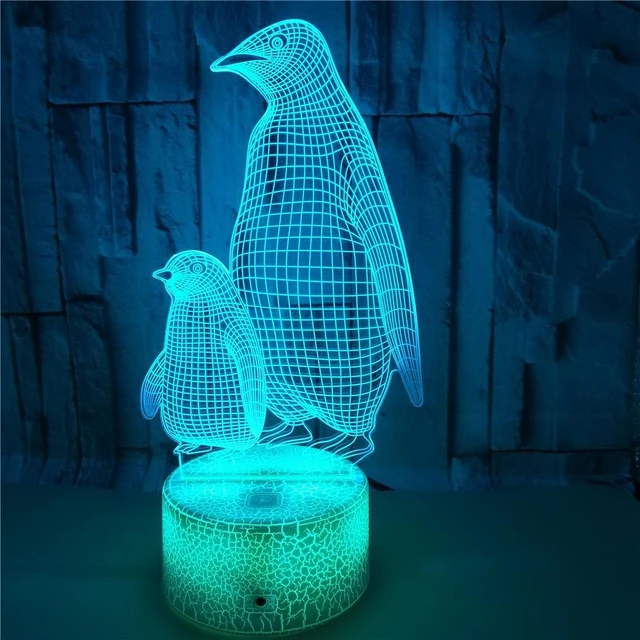 Packung mit 2 Pinguin-Schlüsselanhänger mit LED-Beleuchtung und