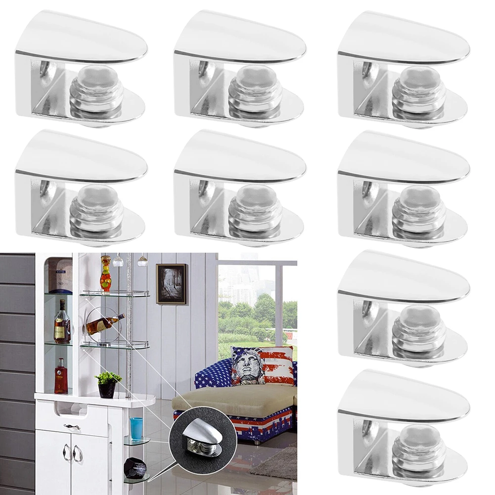 Description Picture 4 of itemGlass Clamp Glass Shelf Supports Cabinet Display Cabinet Brackets Fasteners Glass Support Bracket Screws Pantry Shelving Silver