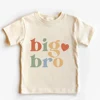 Big Brother Little Sister Printed Shirt Retro Sibling Matching Clothes Kids Short Sleeve T-shirt Tops Baby Large Bubbles Romper 5