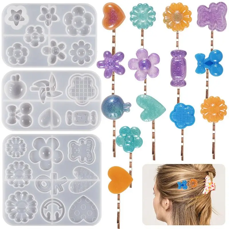 30PCS Silicone Resin Molds DIY Hair Pin Jewelry Casting Mold for