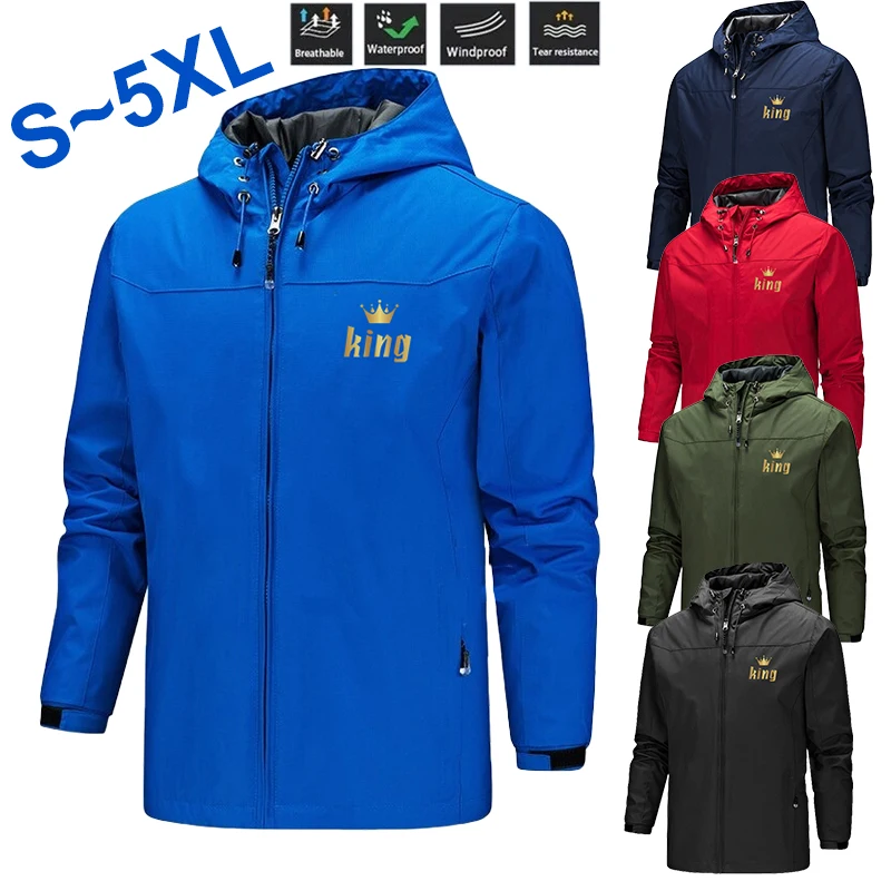 New men's outdoor waterproof windbreaker sports windbreaker soft shell single layer hooded jacket men's windbreaker jacket
