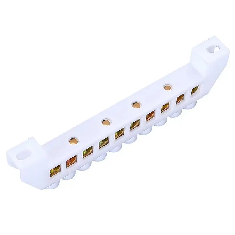 1Pcs Green Blue Screw Brass Din Rail Terminal Block Earth and Neutral Blocks 4Pin 6Pin 8Pin 10PIN 12PIN wire connectors din rail terminal block