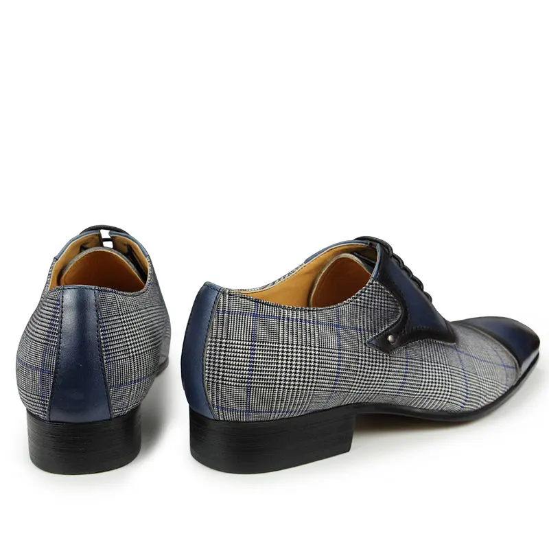 Men Shoes Oxford Fashion Cow Leather Casual Plaid Style Bussiness Wedding Dress Zapatos Lace Up Formal Classic Chaussure Homme