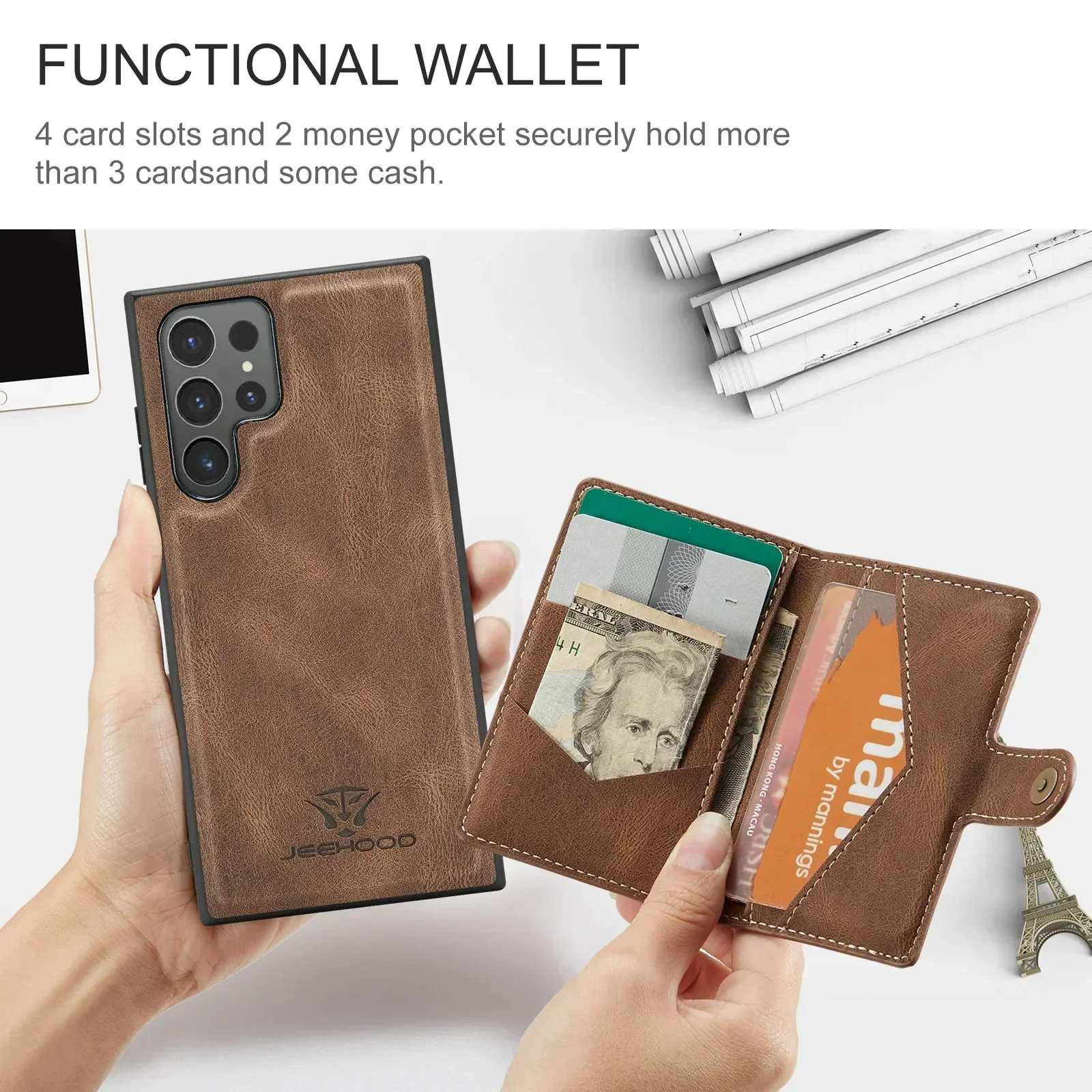 Premium 2-in-1 Leather Wallet Case with Magnetic Closure