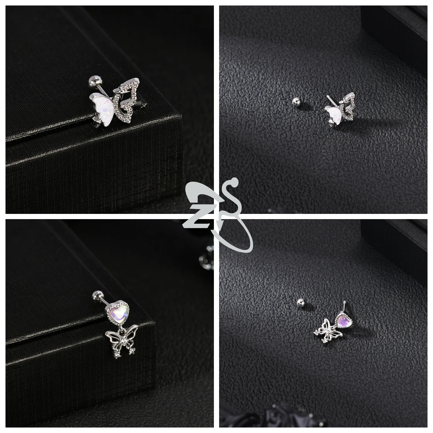 Cute Heart Stud Earrings - 20G Pink CZ Crystal Jewelry for Kids  Women