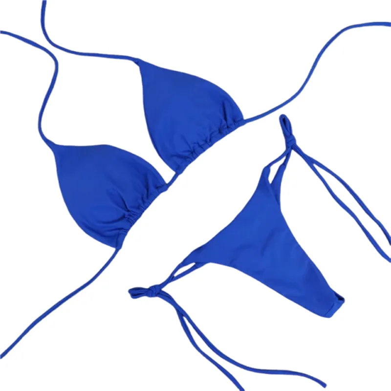 Women Solid Color Two Piece Bikini Set Swimsuit