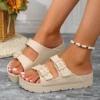 Summer Womens Platform Slippers Slip on Beach Sandals With Adjustable Buckle Comfort Lightweight EVA Slides Thick Soles 4cm 5