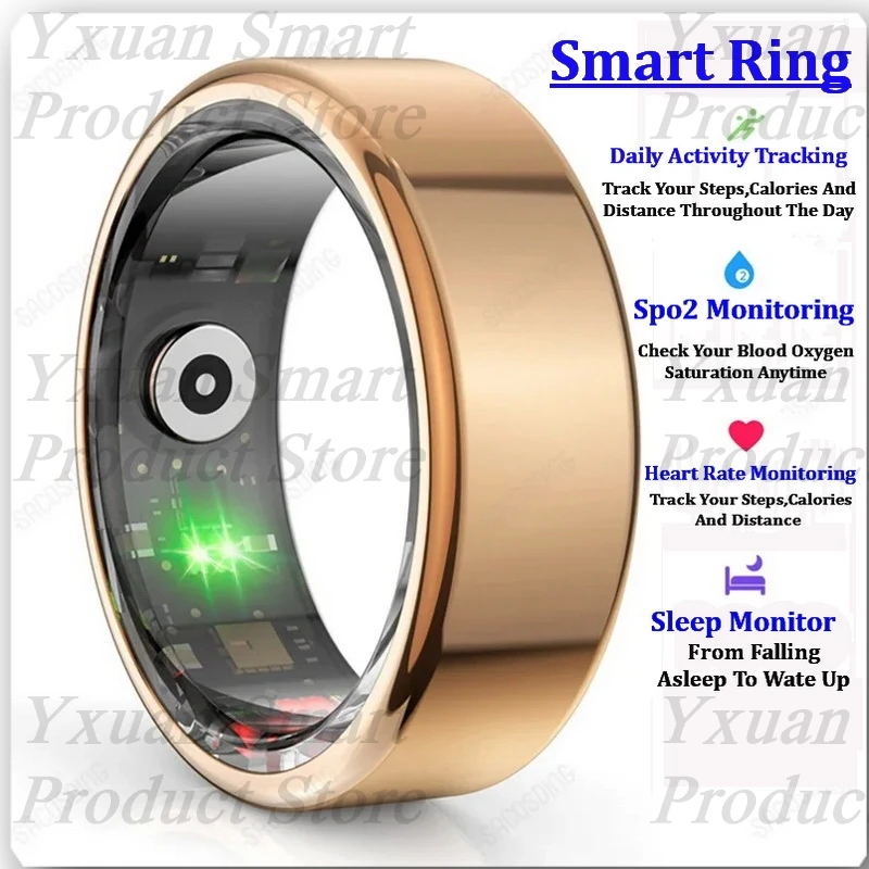 2024 R02 Gold 5ATM Waterproof Smart Ring For Men Women Health