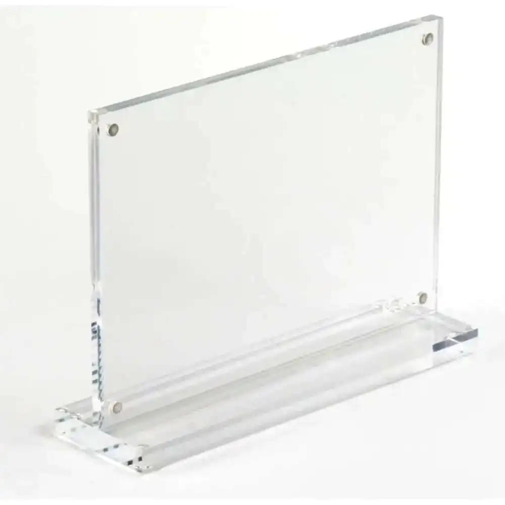 A6 Acrylic Sign Holder With Magnets Horizontal T Style