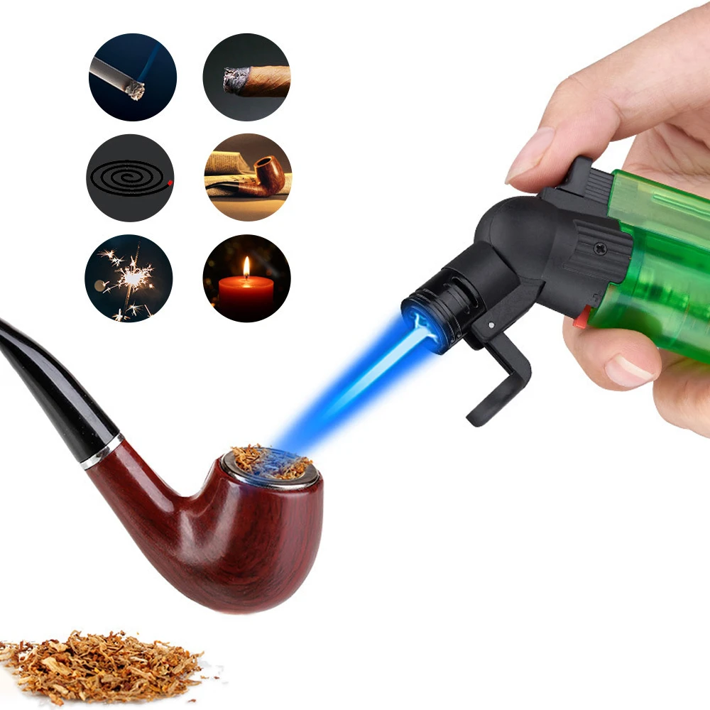 Briquet Torche Coupe-vent Butane Rechargeable - Flamme Rouge Réglable, Alliage Zinc + ABS - Parfait Pour Camping, Barbecue, Cadeau Homme - 3