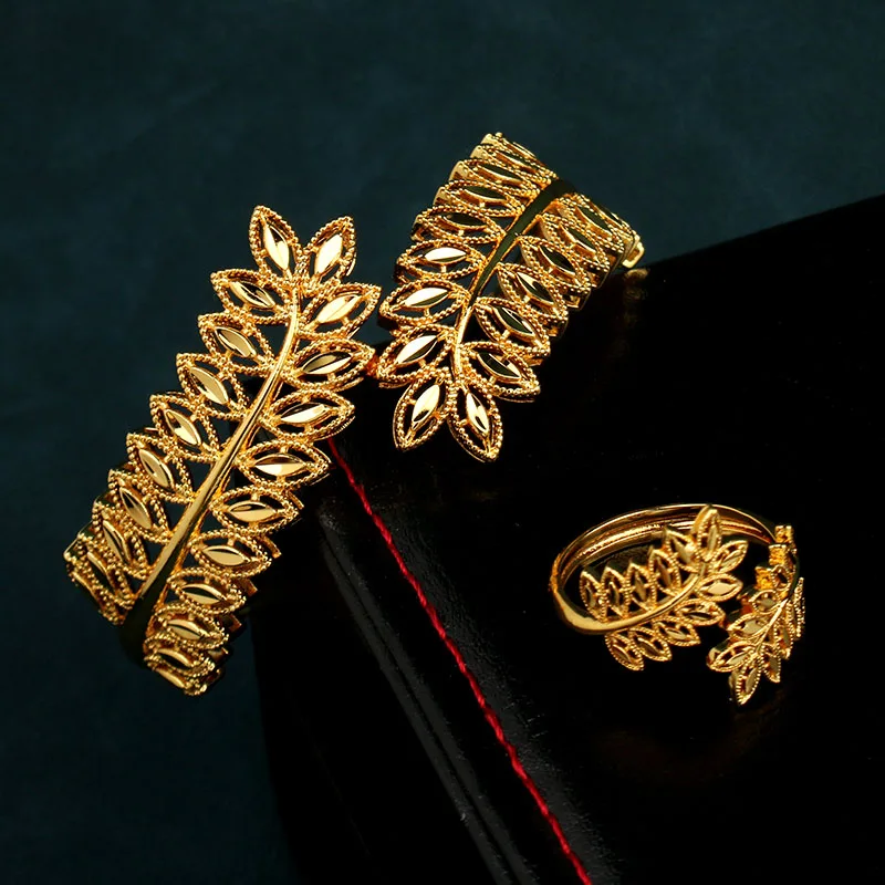 Copper Plating Gold Bracelet Ring Saudi Trendy Bangle Bracelet for