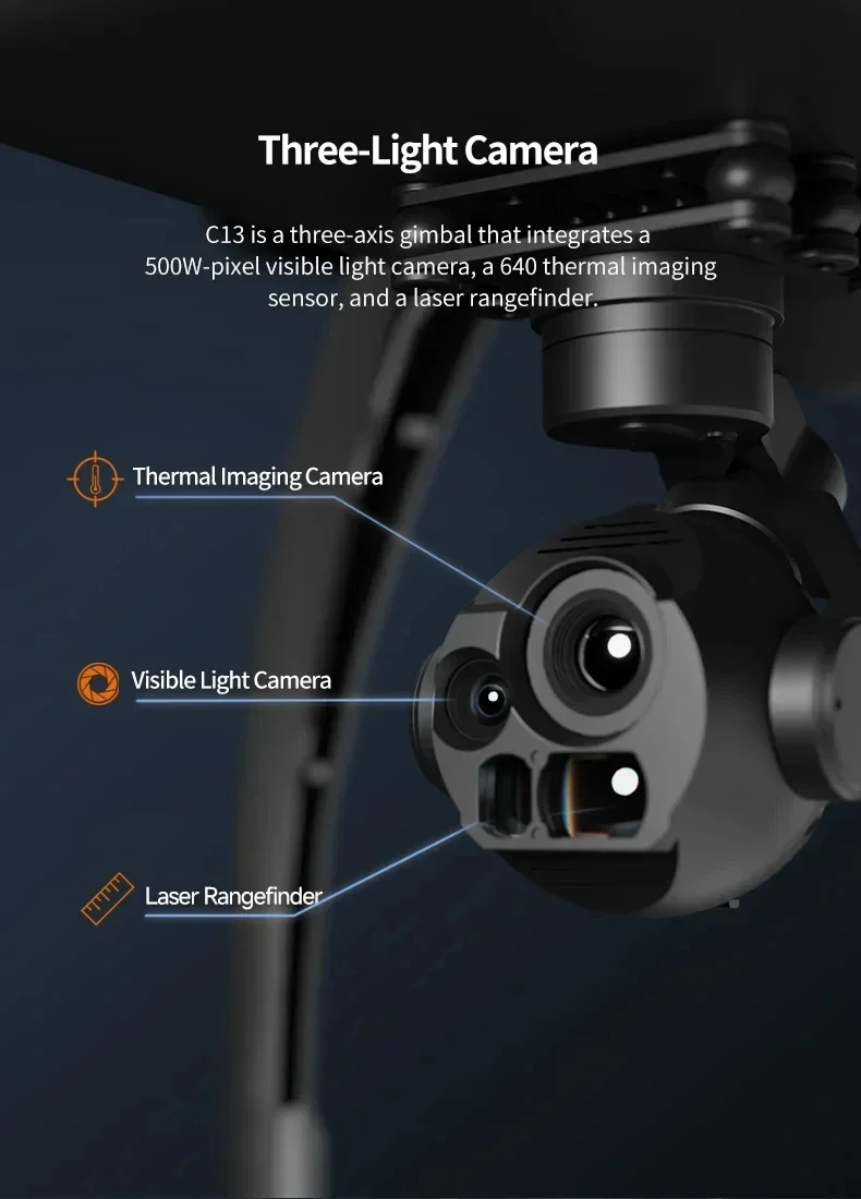 Skydroid C13 HD Camera with 30x Zoom and 3-Axis Gimbal, Features Auto Target Loc