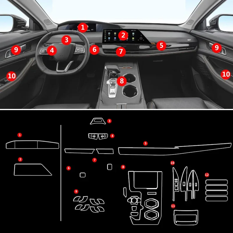 

Прозрачная пленка из ТПУ для Changan UNIK UNI K, защитные наклейки для салона автомобиля, центральное управление, навигация, технические характеристики