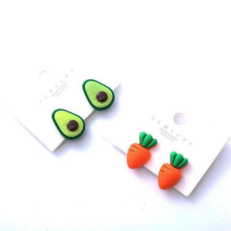 Children's Resin Ear Clips Cute Vegetable Flower Shape Girls' Ear Clips Pain-Proof and No Punching Korean Version Earclips