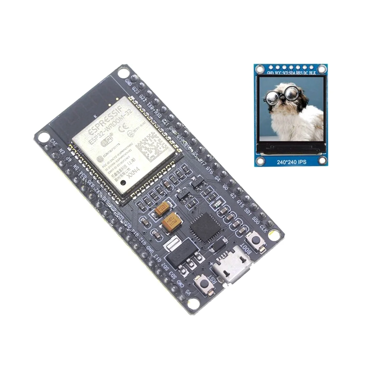 

ESP32 Module Development Board Wireless WiFi+Bluetooth ESP32-WROOM-32 Module with 1.3 Inch Color Screen