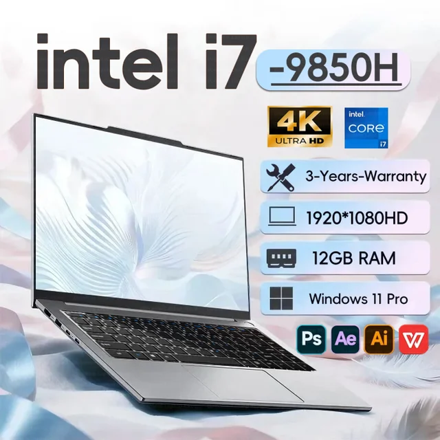 Ordinateur portable gamer et étudiant Windows 11 Pro Intel Core i7 9850H 16 Go de RAM 1 To SSD 1